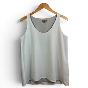 Lilla P Sleeveless Chiffon Tank Top Scoop Neck White Gray Lined Size M